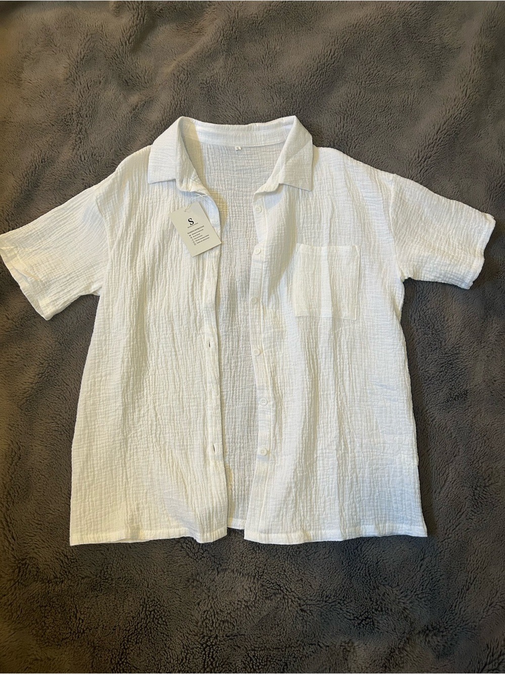 White Gauze Button-Up Shirt